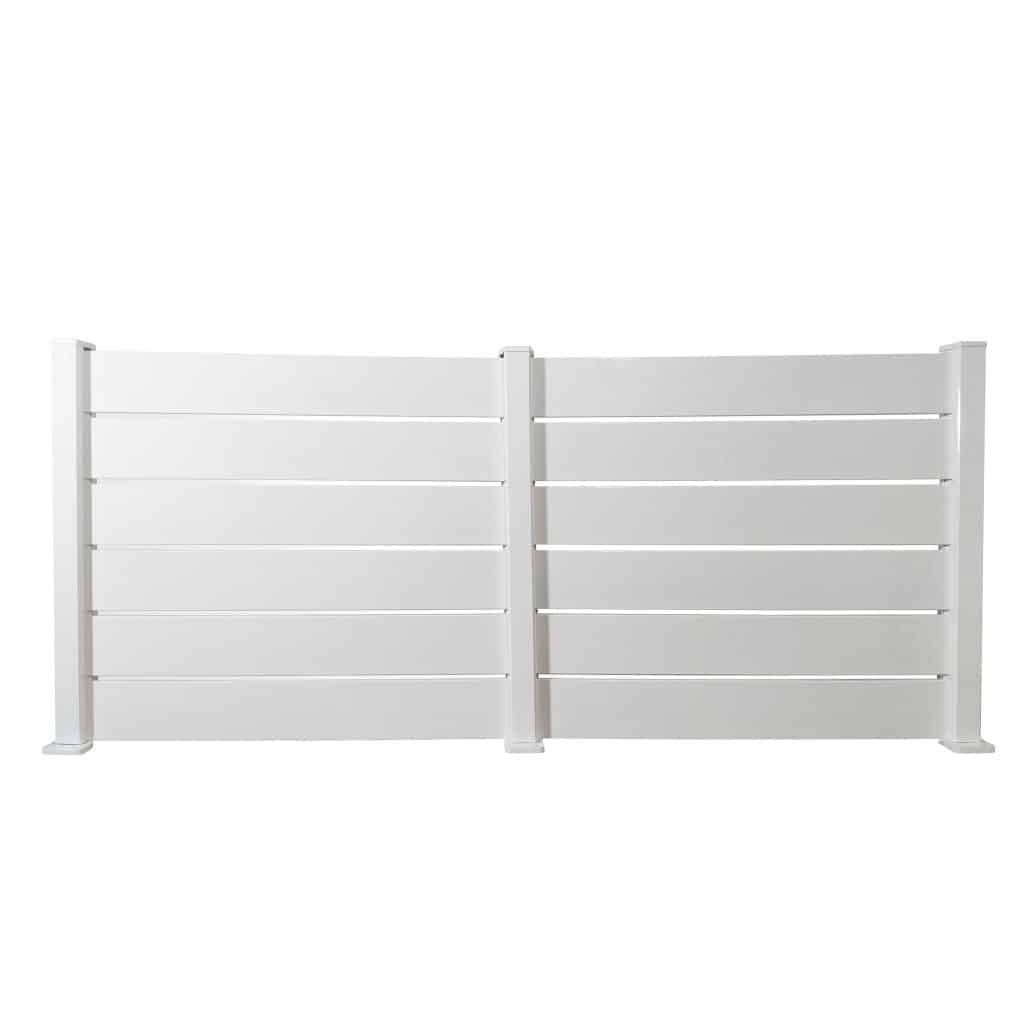 Valla de aluminio con persiana frontal blanca