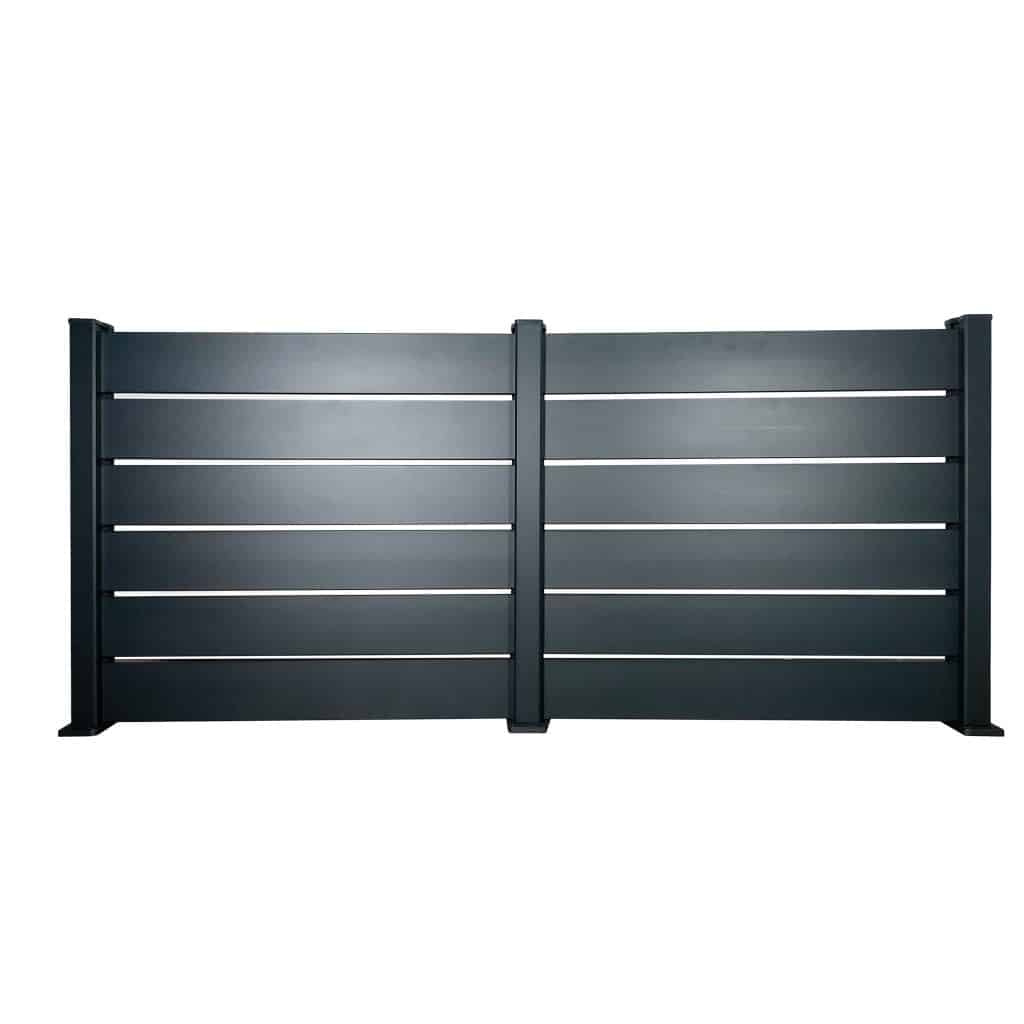 valla de aluminio persiana vista frontal gris
